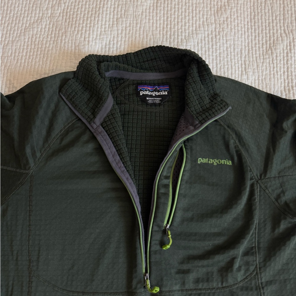 Patagonia R1 Men's Green Jacket Fleece Quarter Zip Medium